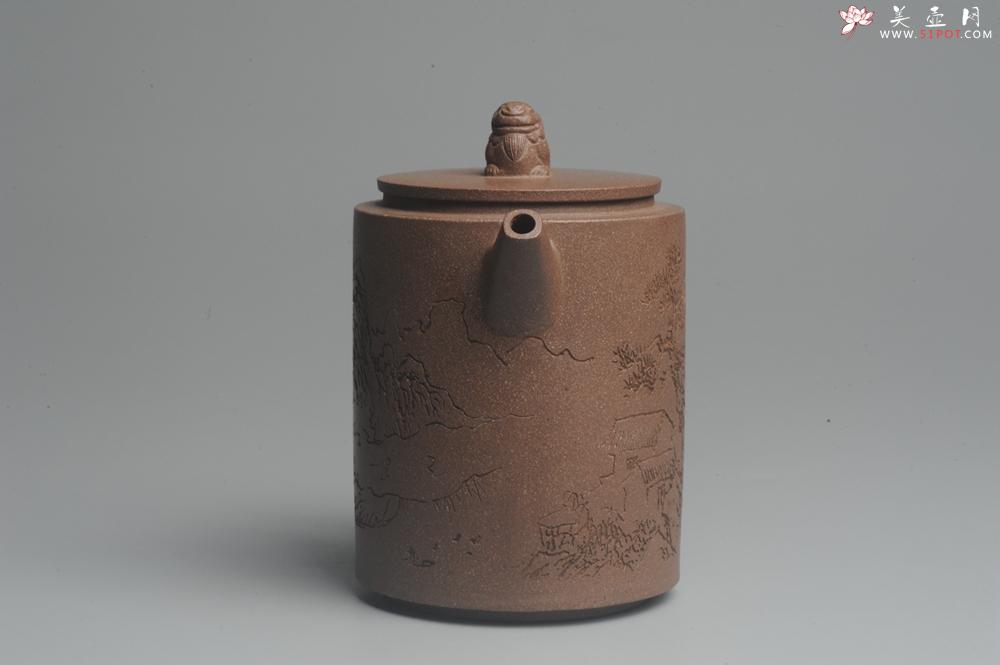 紫砂壶图片：美壶特惠 优质老段文人集狮壶 通景山水 灰常雅致 - 美壶网