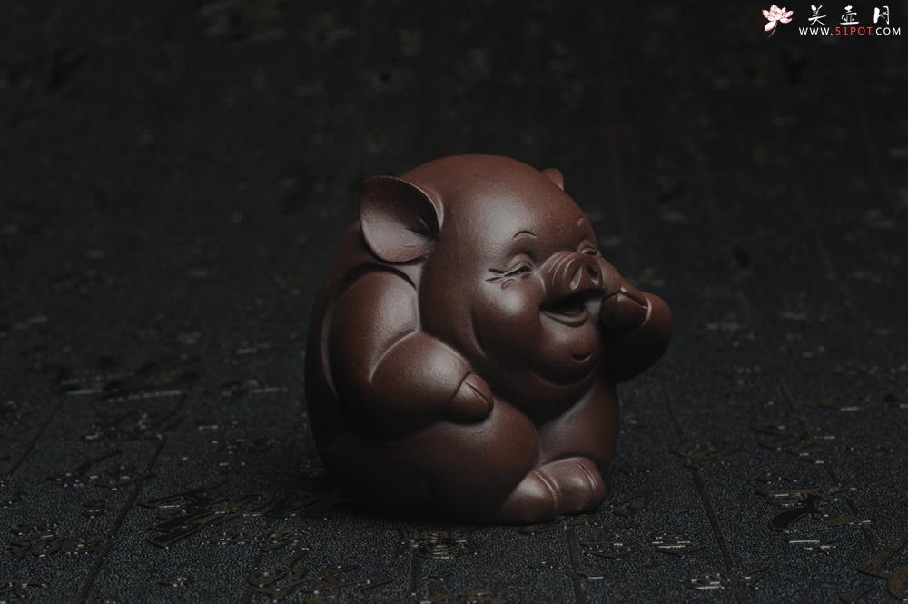 紫砂壶图片：美宠特惠 精工三不猪茶宠摆件 非礼勿视 非礼勿听 非礼勿言 高6cm - 美壶网