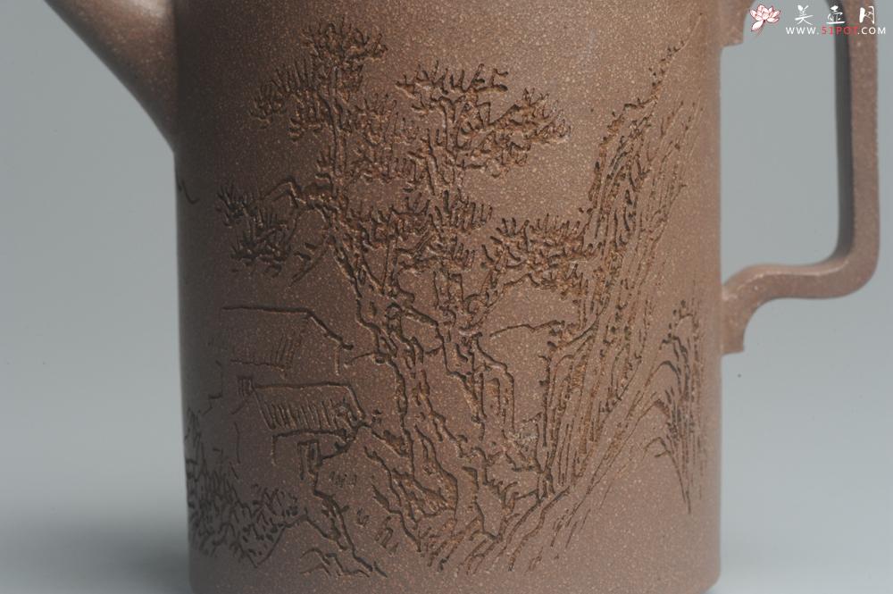 紫砂壶图片：美壶特惠 优质老段文人集狮壶 通景山水 灰常雅致 - 美壶网