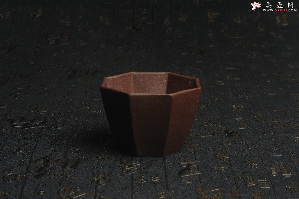 紫砂壶图片：美杯特惠 超精工厚实紫玉金砂八方杯 - 美壶网