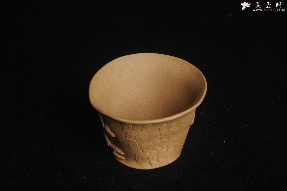 紫砂壶图片：美杯特惠 精致全手工松桩杯 肌理自然丰富 茶人醉爱 - 美壶网