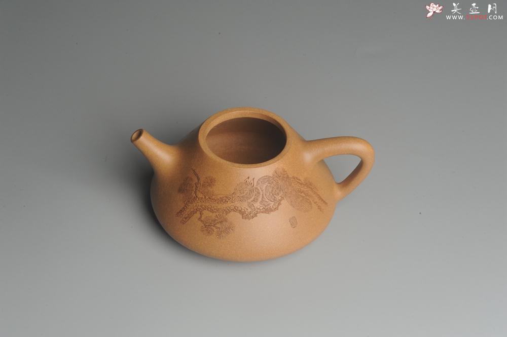 紫砂壶图片:油润老黄段泥(此泥料属于家藏老料!油润无比,识者自知!)全手工子冶石瓢 助工精心装饰松鼠 特文气 - 美壶网