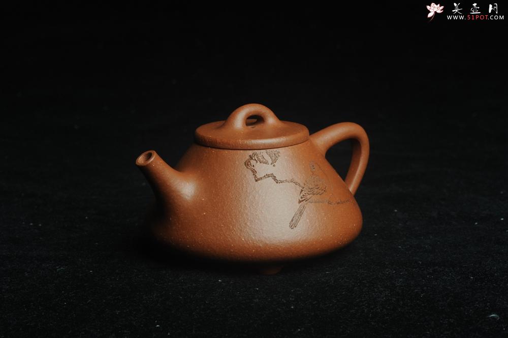 紫砂壶图片：美壶特惠 超精致特好降坡泥小品子冶石瓢 装饰枯枝鸟 特文气 - 美壶网