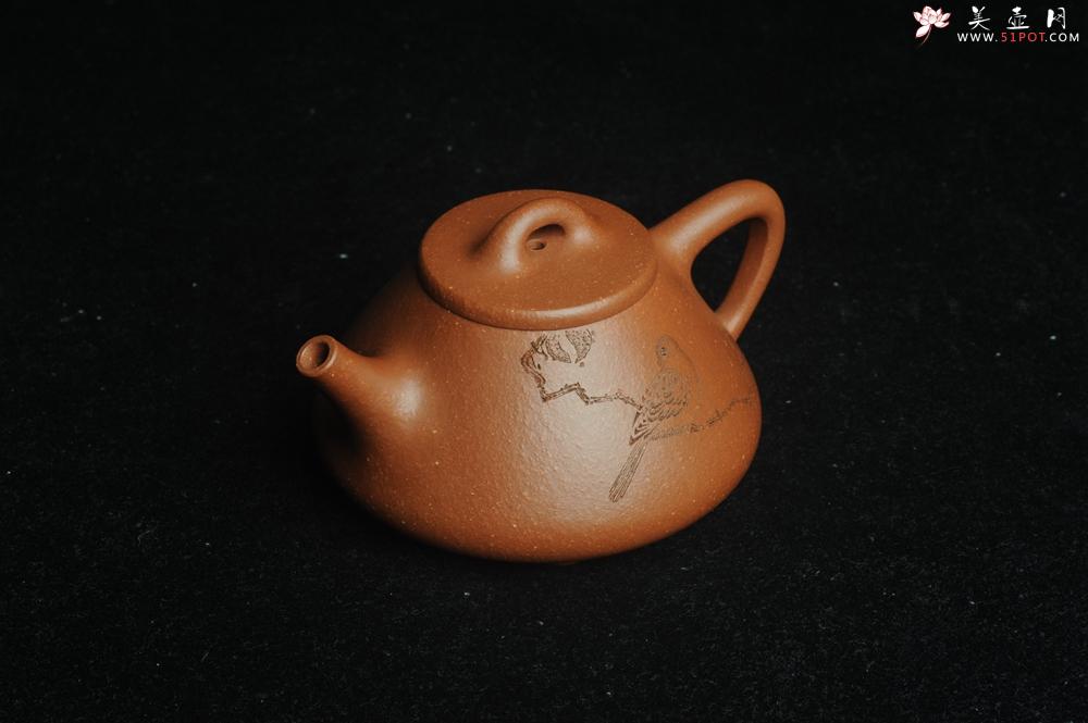 紫砂壶图片：美壶特惠 超精致特好降坡泥小品子冶石瓢 装饰枯枝鸟 特文气 - 美壶网