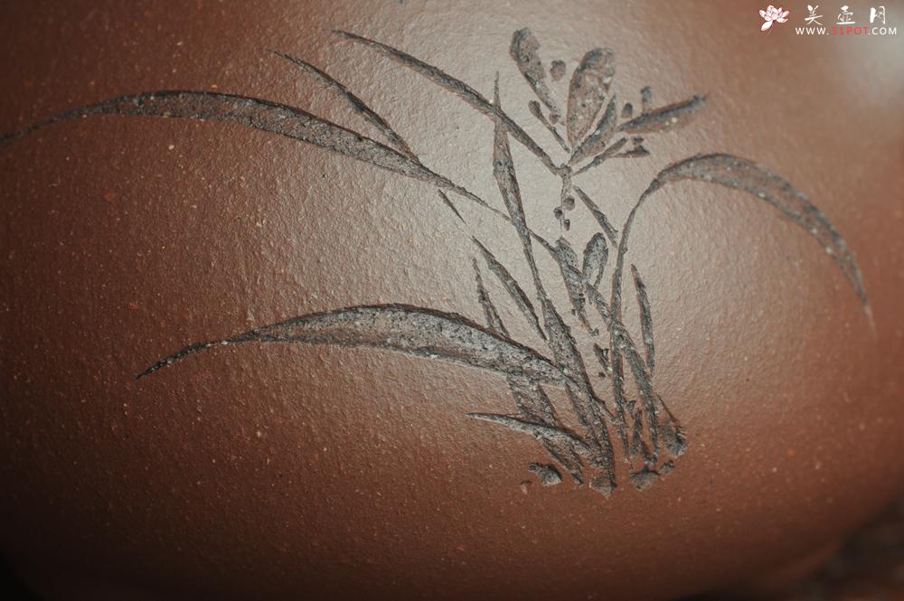 紫砂壶图片：美壶特惠 工料俱佳满瓢（霸王石瓢）装饰兰花 茶人醉爱 - 美壶网