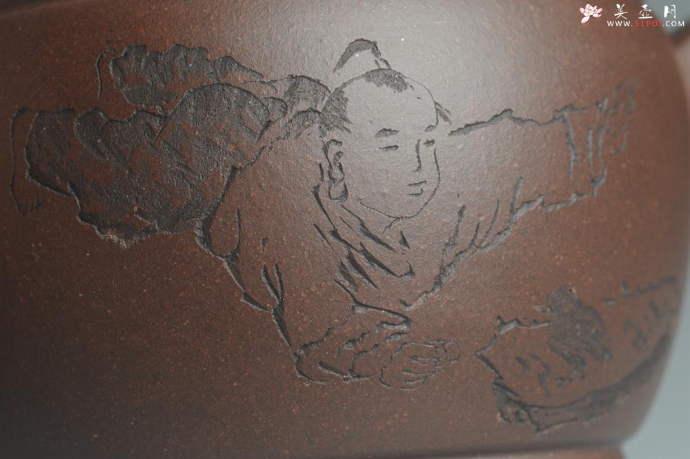 紫砂壶图片：美壶特惠  精致黑星老紫泥汉瓦 惟吾德馨 茶人醉爱 - 美壶网