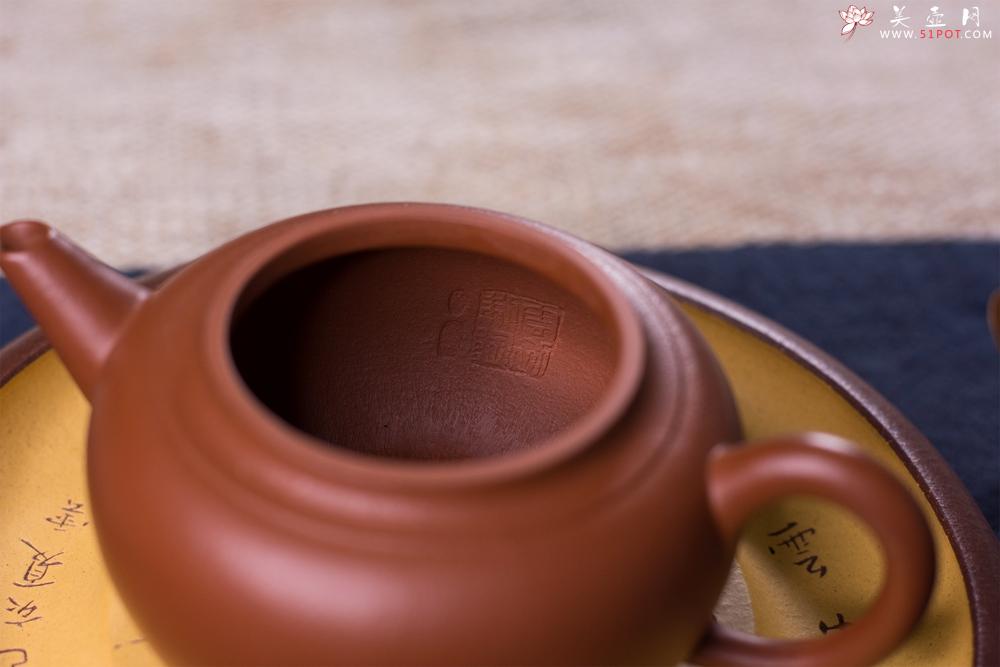 紫砂壶图片：毛国强入室弟子黄云初全手工朱泥仕圆壶 - 美壶网