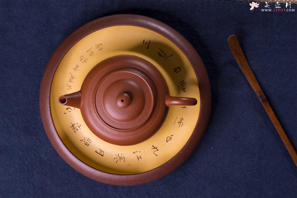 紫砂壶图片：毛国强入室弟子黄云初全手工朱泥仕圆壶 - 美壶网