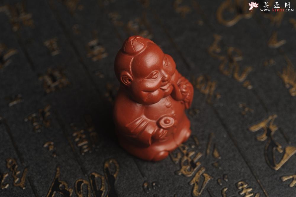 紫砂壶图片：美宠特惠 精致大红袍朱泥大财主紫砂茶宠 发发发 高6.8cm - 美壶网