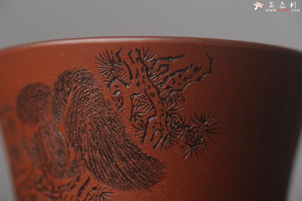 紫砂壶图片：美杯国庆特惠 精品好泥好工好刻雅致特厚实松鼠主人杯 - 美壶网