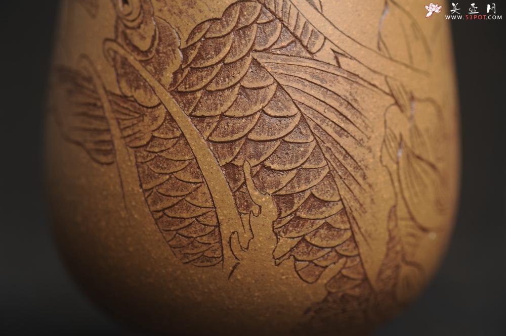 紫砂壶图片：美杯特惠 精品好泥好工好刻雅致特厚实鱼跃主人杯二式 茶人醉爱 - 美壶网