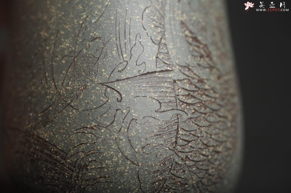 紫砂壶图片：美杯国庆特惠 精品好泥好工好刻雅致特厚实鱼跃主人杯 茶人醉爱 - 美壶网