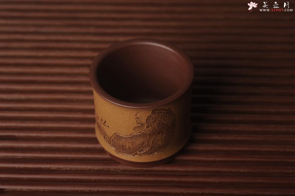 紫砂壶图片：美杯国庆特惠 精品好泥好工好刻雅致特厚实达摩主人杯 茶人醉爱 - 美壶网