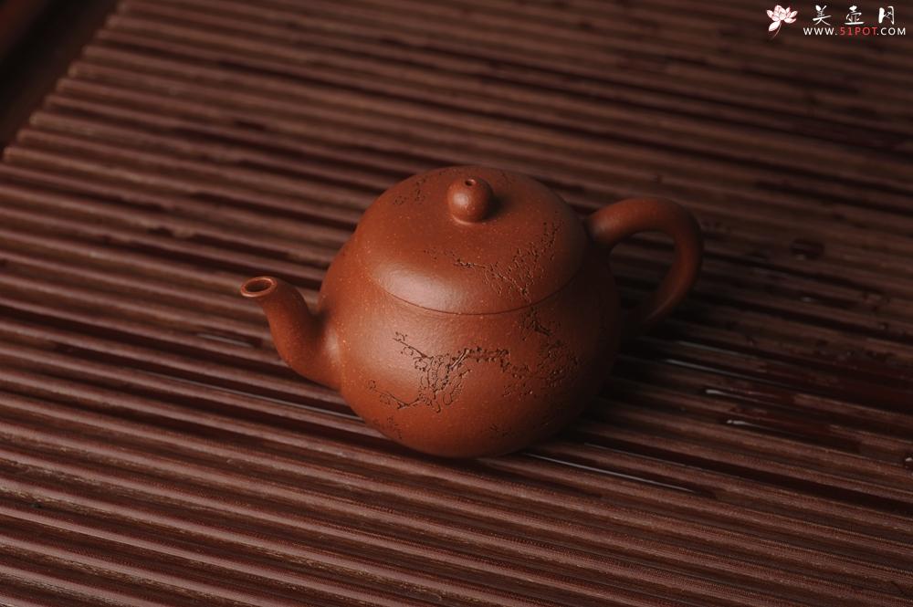 紫砂壶图片：潜力股周小培原创全手工缘德壶 通转梅花 特文气 - 美壶网