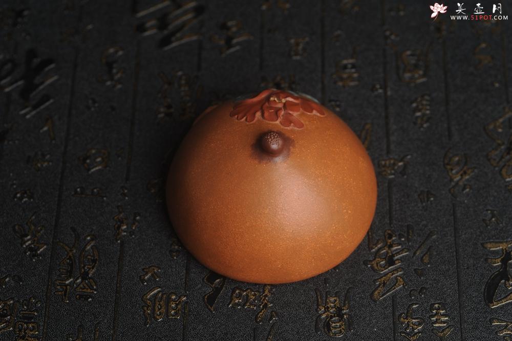 紫砂壶图片：美宠特惠 精致全手工 牡丹贴花特灵动 盖托 茶宠摆件直径8.5cm高5cm - 美壶网