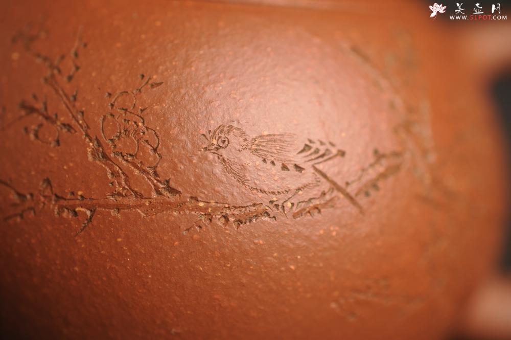 紫砂壶图片：油润降坡泥全手工小品西施壶 装饰喜上眉梢 特文气 - 美壶网