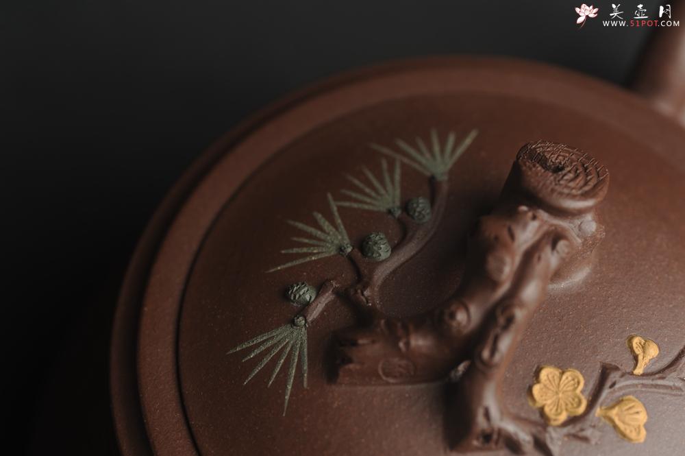 紫砂壶图片：美壶特惠 优质紫泥松竹梅紫砂茶壶 厚德载物 茶人醉爱 - 美壶网