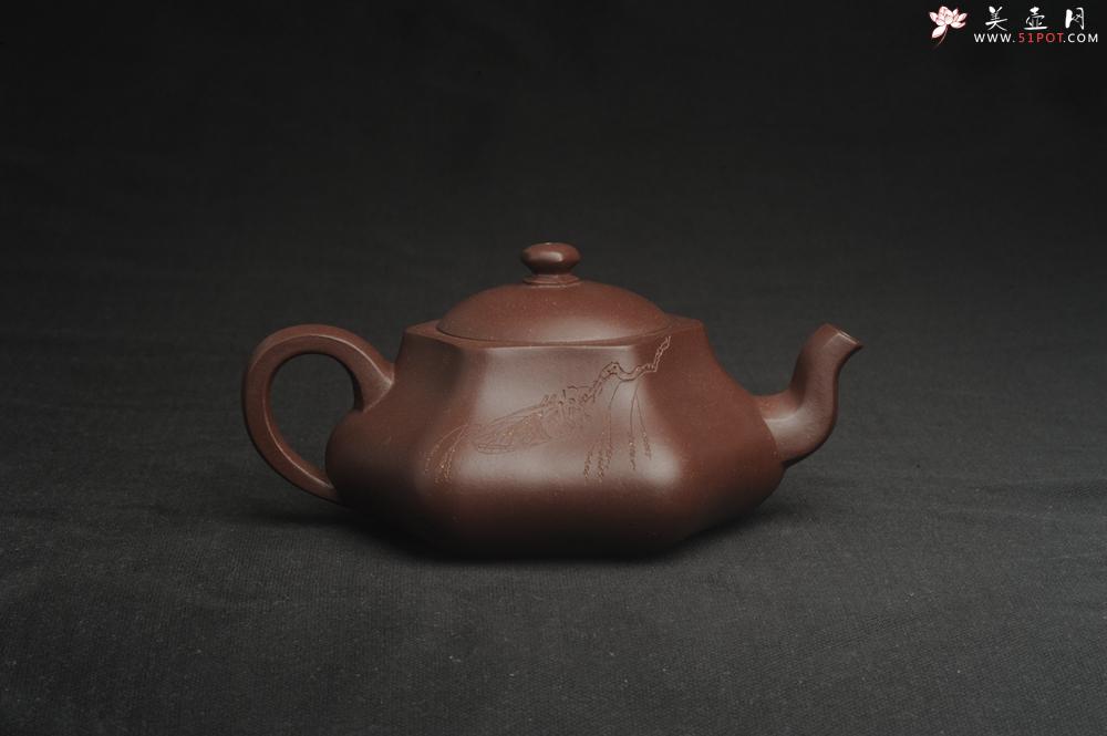 紫砂壶图片：美壶特惠 精致老紫泥六方福缘壶 茶人醉爱 - 美壶网