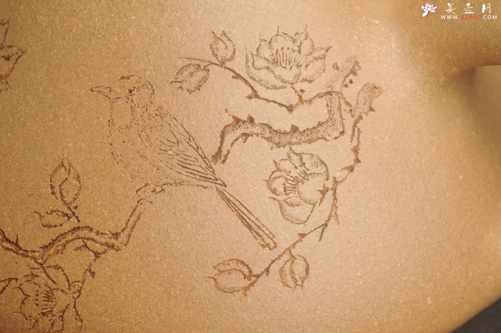 紫砂壶图片：美壶特惠 特精致老黄段子冶石瓢 暗香浮动 特文气 - 美壶网