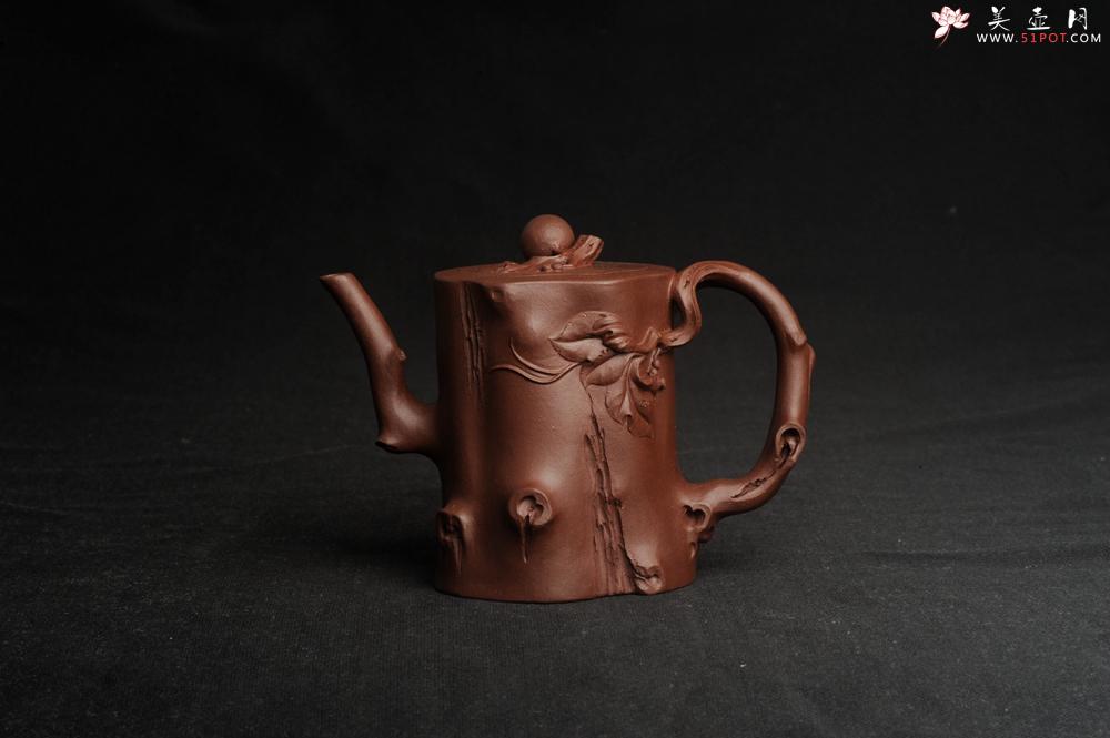 紫砂壶图片：潜力股赵老师 全手工秀雅葡萄桩 肌理贴叶自然生动 - 美壶网