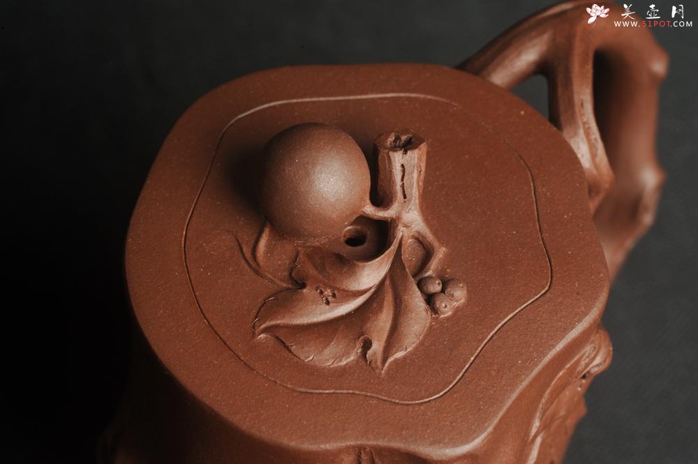 紫砂壶图片：潜力股赵老师 全手工秀雅葡萄桩 肌理贴叶自然生动 - 美壶网