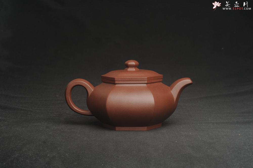 紫砂壶图片：实力派张海艳全手工油润底曹青藏六方壶 线面挺快 - 美壶网