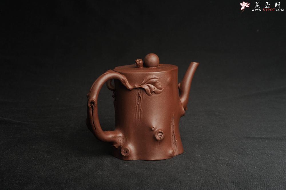 紫砂壶图片：潜力股赵老师 全手工秀雅葡萄桩 肌理贴叶自然生动 - 美壶网