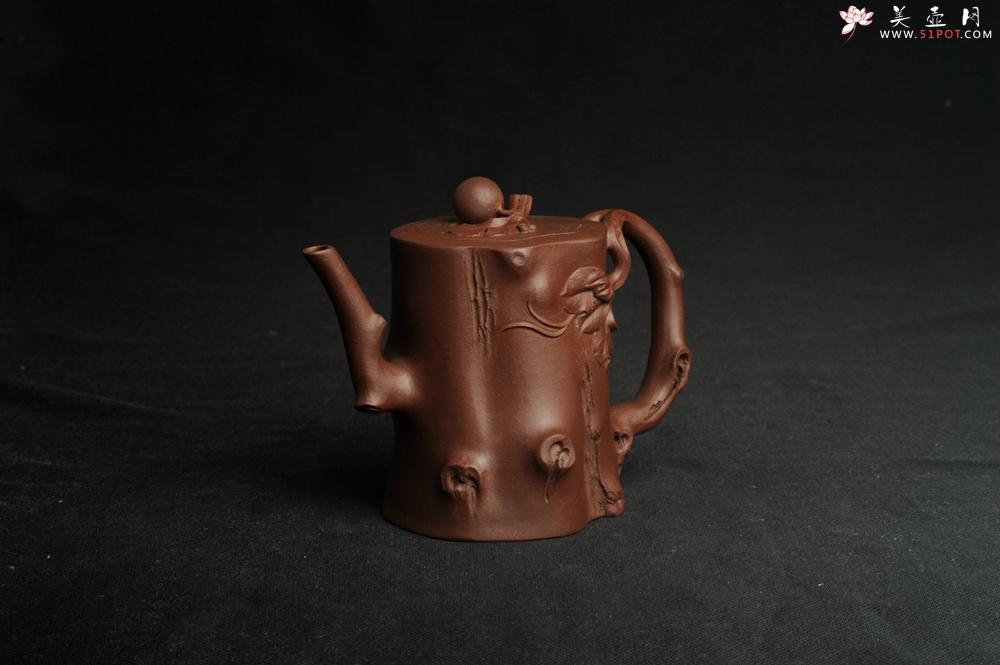 紫砂壶图片：潜力股赵老师 全手工秀雅葡萄桩 肌理贴叶自然生动 - 美壶网