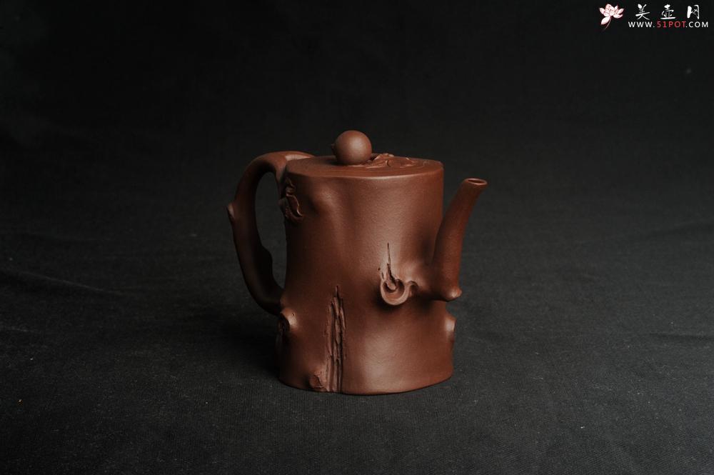 紫砂壶图片：潜力股赵老师 全手工秀雅葡萄桩 肌理贴叶自然生动 - 美壶网