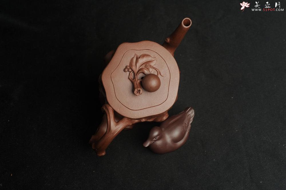 紫砂壶图片：潜力股赵老师 全手工秀雅葡萄桩 肌理贴叶自然生动 - 美壶网