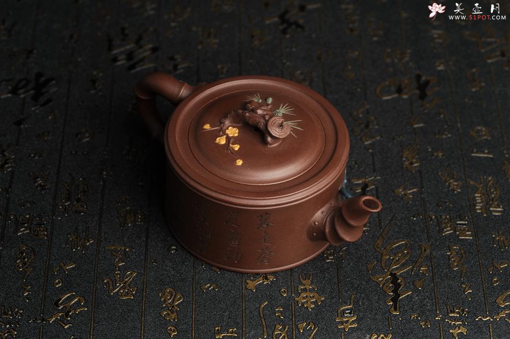 紫砂壶图片：美壶特惠 精致松竹梅岁寒三友竹段壶 茶人醉爱 - 美壶网