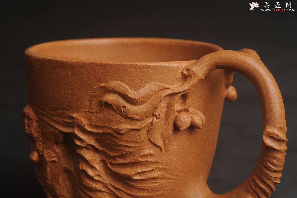 紫砂壶图片：潜力股赵老师 优质黄降坡泥 全手工金猴桃杯 主人杯 - 美壶网