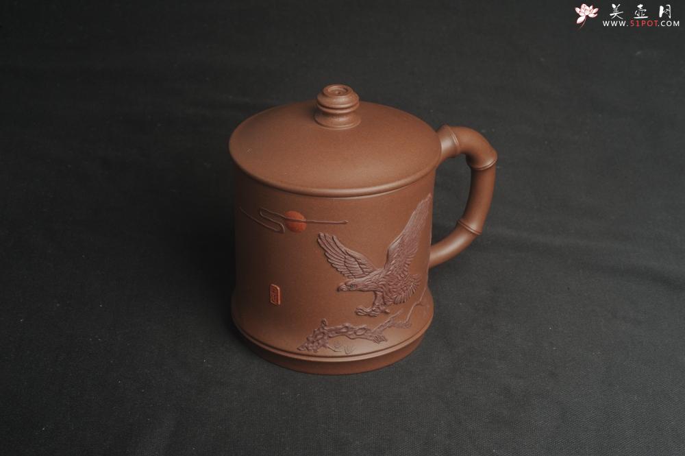 紫砂壶图片：美杯特惠 精致竹段盖杯 紫砂杯茶杯 大鹏展翅 - 美壶网