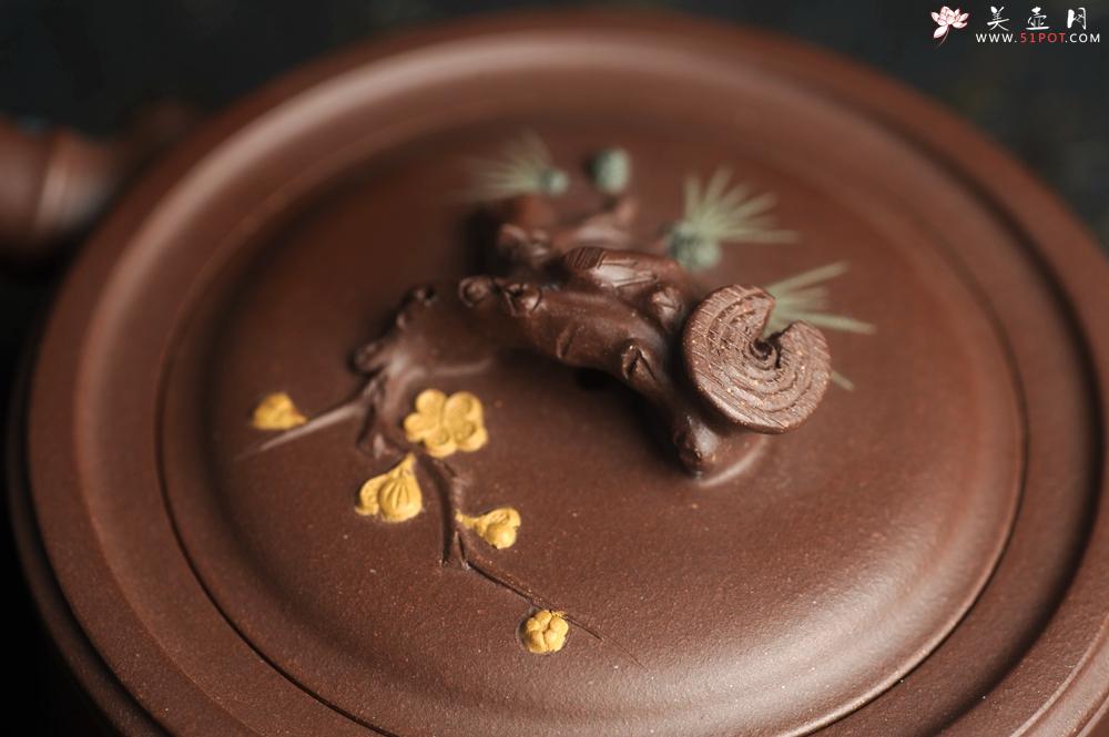 紫砂壶图片：美壶特惠 精致松竹梅岁寒三友竹段壶 茶人醉爱 - 美壶网