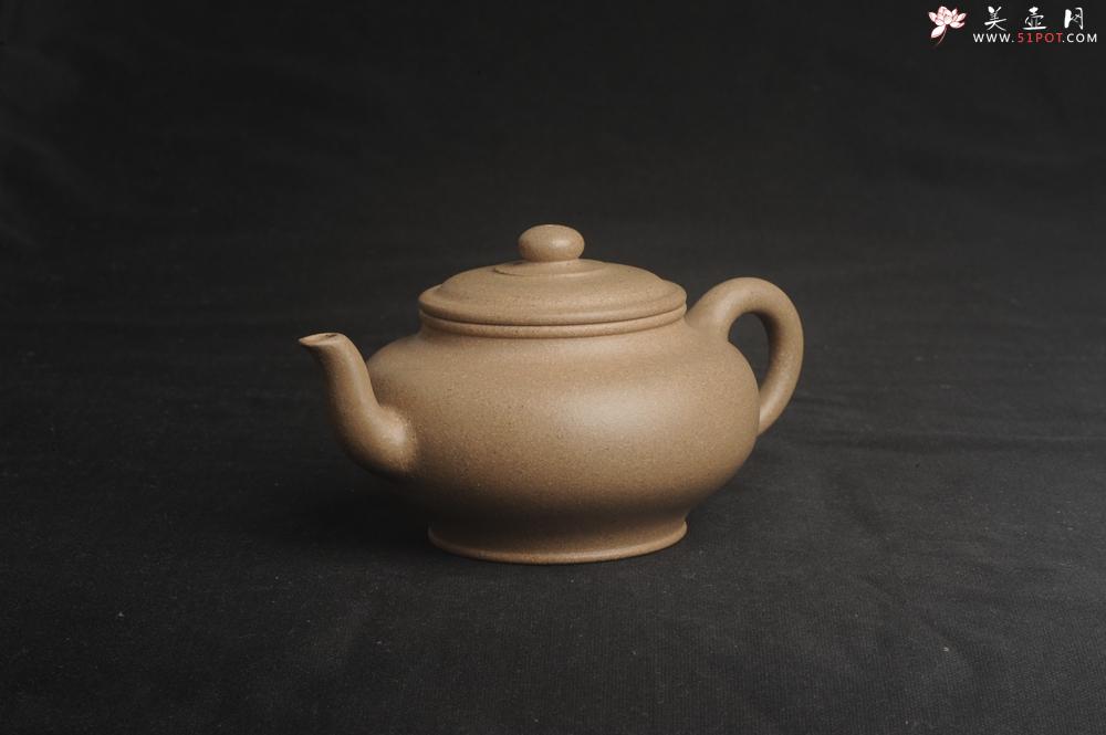 紫砂壶图片：特好高温本山老段泥 全手工高虚扁紫砂茶壶 - 美壶网