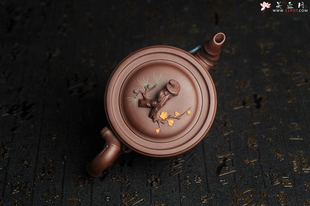 紫砂壶图片：美壶特惠 精致松竹梅岁寒三友竹段壶 茶人醉爱 - 美壶网