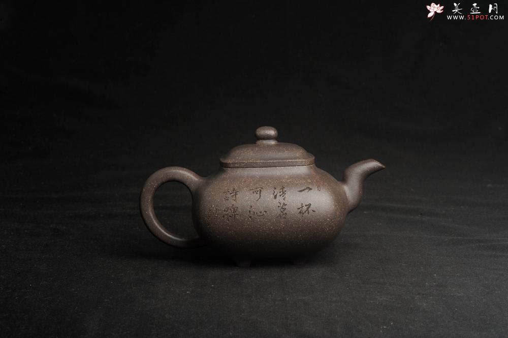 紫砂壶图片：实力派张海艳全手工特好老青灰段泥传炉壶 装饰人物 一杯清茗可沁诗脾  特文气 - 美壶网