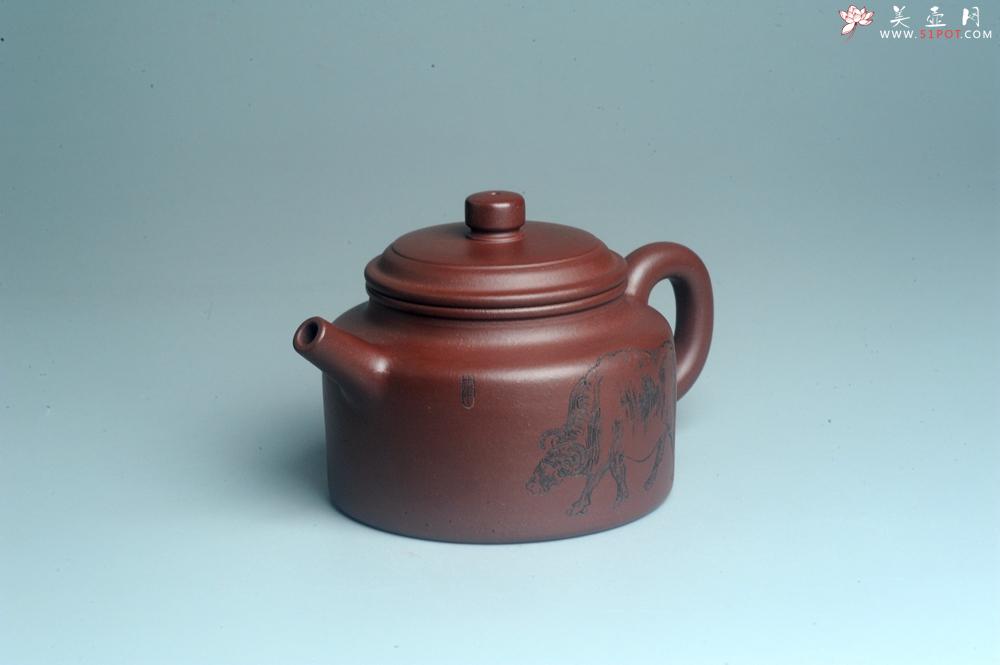 紫砂壶图片：油润黄龙山4号深井红皮龙 全手工德中壶 做工特好 俯首甘为孺子牛 - 美壶网