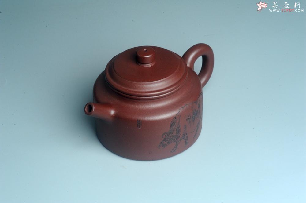 紫砂壶图片：油润黄龙山4号深井红皮龙 全手工德中壶 做工特好 俯首甘为孺子牛 - 美壶网
