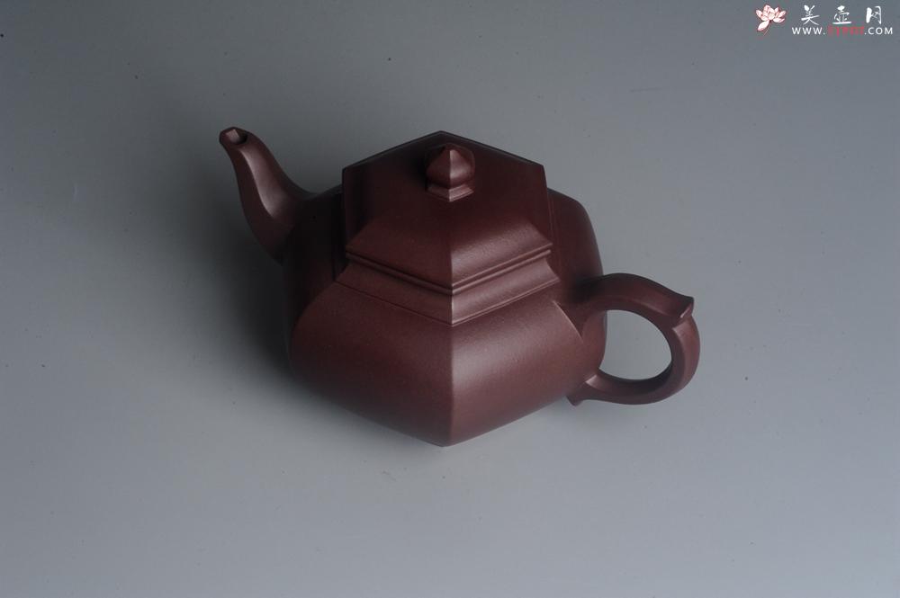 紫砂壶图片:实力派张海艳全手工纯色底曹青六方笑樱壶 做工灰常精致 气韵流畅 - 美壶网