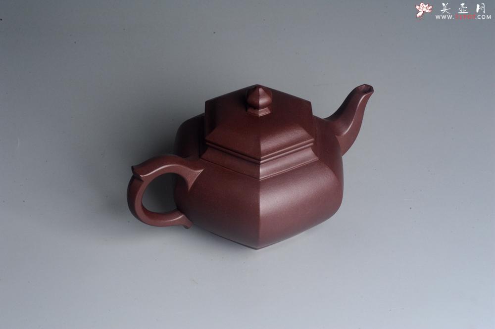 紫砂壶图片:实力派张海艳全手工纯色底曹青六方笑樱壶 做工灰常精致 气韵流畅 - 美壶网