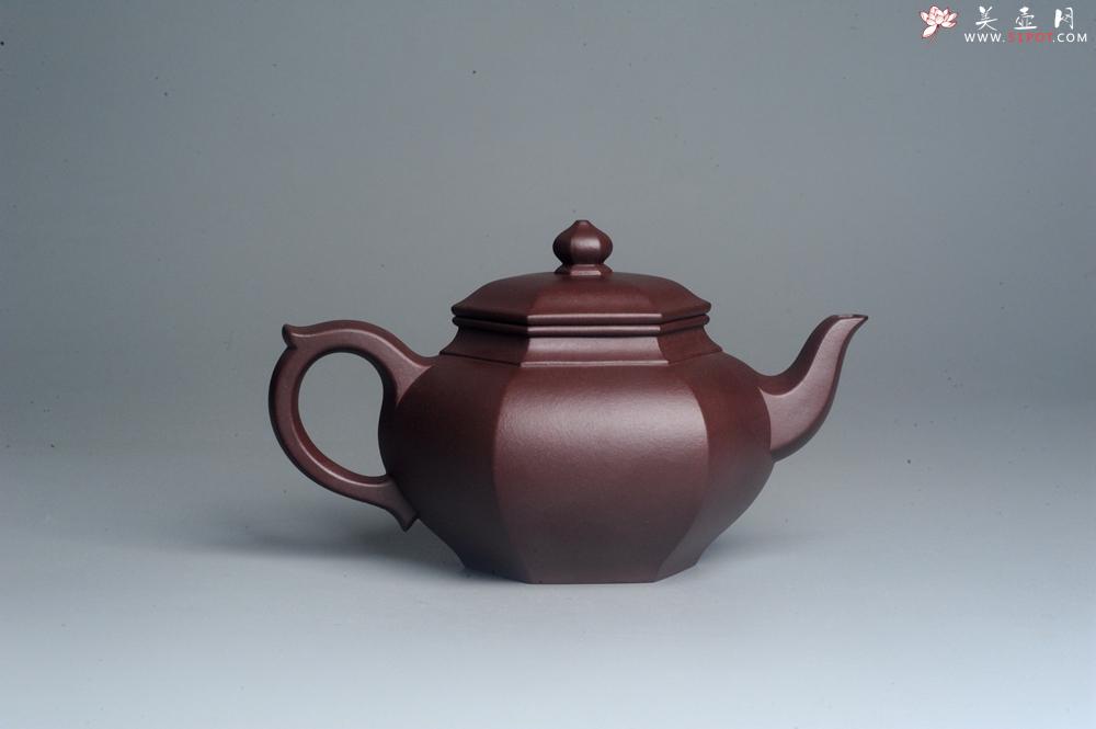紫砂壶图片:实力派张海艳全手工纯色底曹青六方笑樱壶 做工灰常精致 气韵流畅 - 美壶网