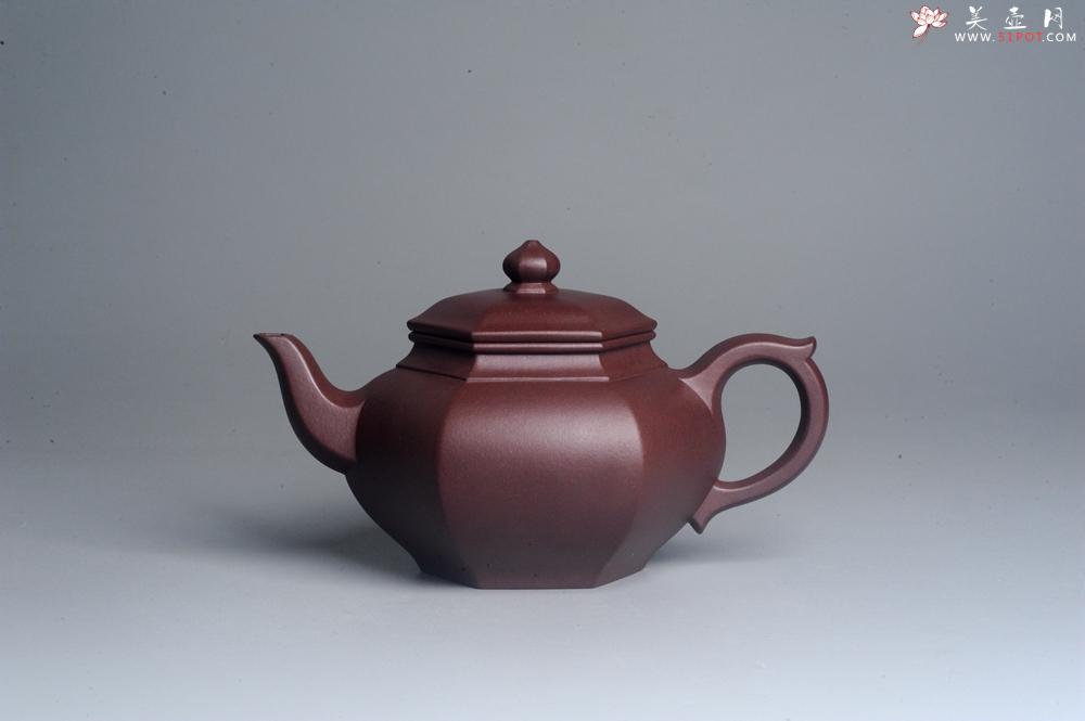 紫砂壶图片:实力派张海艳全手工纯色底曹青六方笑樱壶 做工灰常精致 气韵流畅 - 美壶网