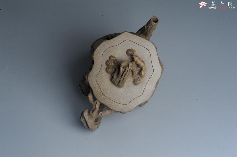 紫砂壶图片：潜力股赵老师 全手工青段松桩壶 松鼠跃然壶盖特有趣 肌理丰富 期待与您结缘 - 美壶网