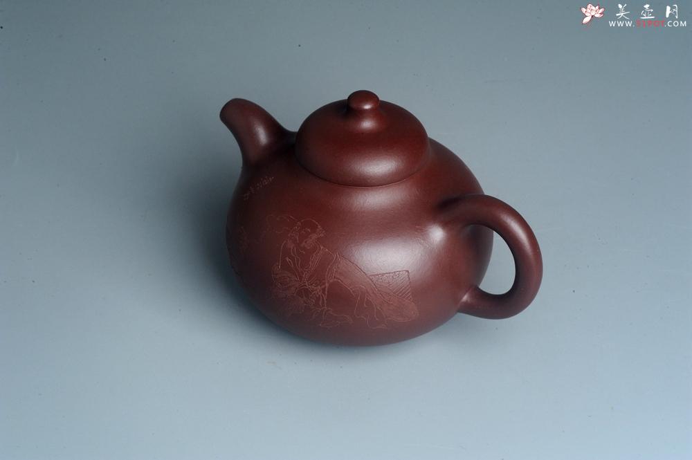 紫砂壶图片：潜力股周小培老师 4号井深井红皮龙 超精致全手工三足乳鼎茶壶 竹里煎 起茶烟 - 美壶网