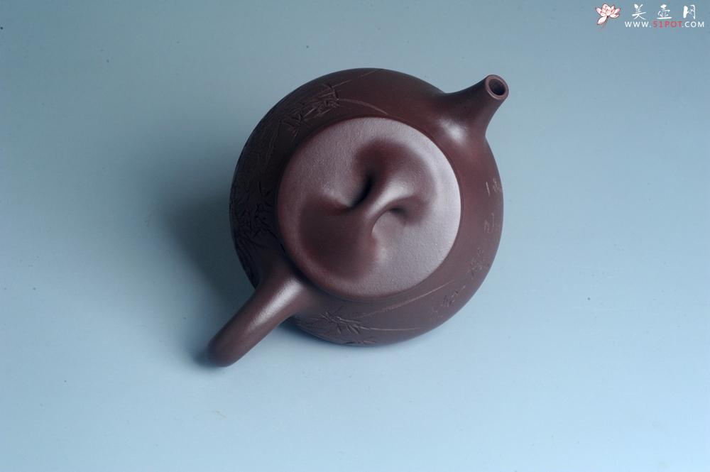 紫砂壶图片：实力派工艺师周斌 优质底槽青全手工精工满瓢壶 刘伟涛徒昊然装饰兰草图 一香已足压千红 - 美壶网