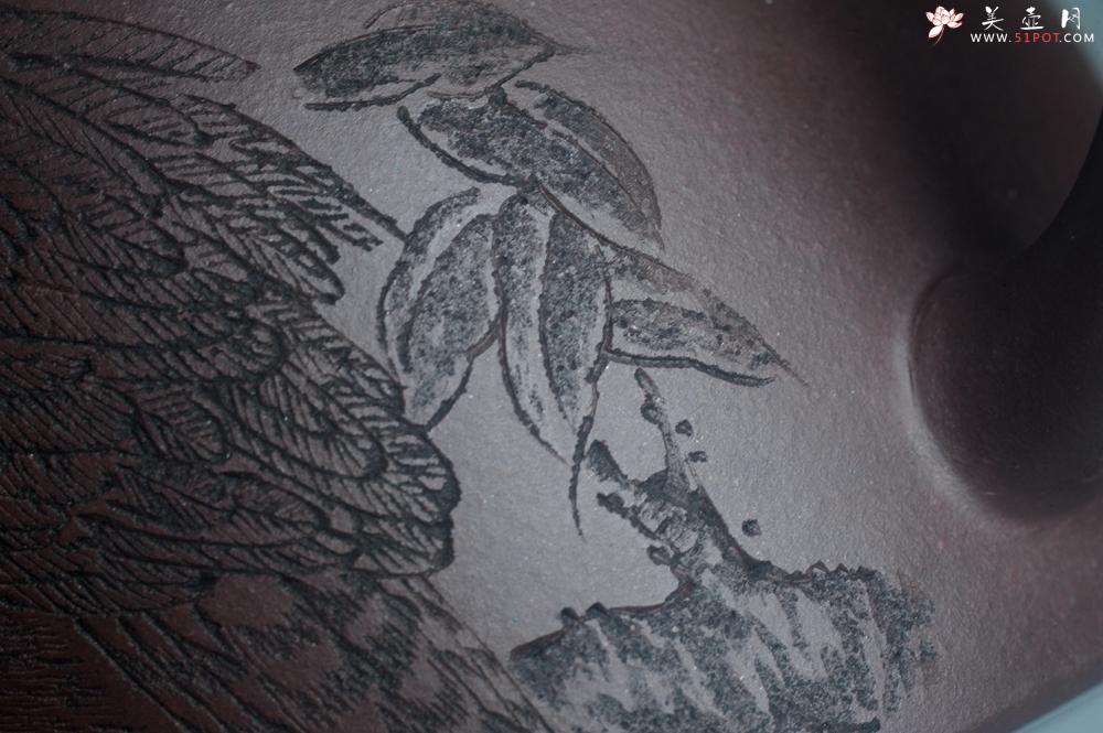 紫砂壶图片：实力派工艺师文砂苑堂主周斌 优质底槽青全手工精工秦权壶 鹰击长空 志在千里 - 美壶网