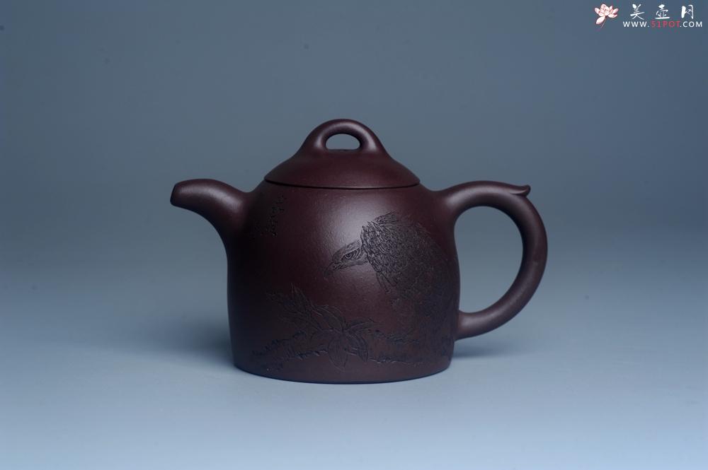 紫砂壶图片：实力派工艺师文砂苑堂主周斌 优质底槽青全手工精工秦权壶 鹰击长空 志在千里 - 美壶网