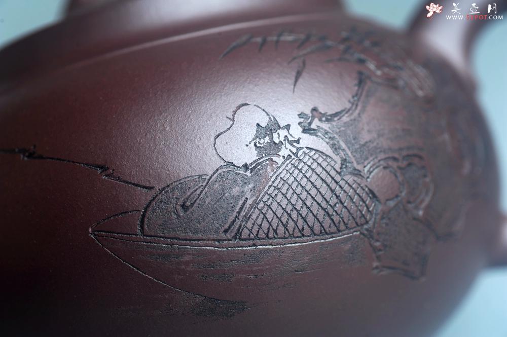 紫砂壶图片：特油润底曹青 全手工大蕴存心壶 寒江独钓 卡盖难度相当大 期待与亲结缘 - 美壶网