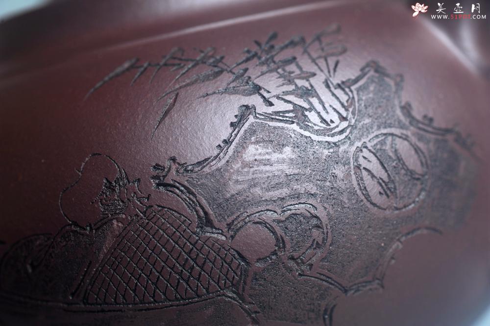 紫砂壶图片：特油润底曹青 全手工大蕴存心壶 寒江独钓 卡盖难度相当大 期待与亲结缘 - 美壶网